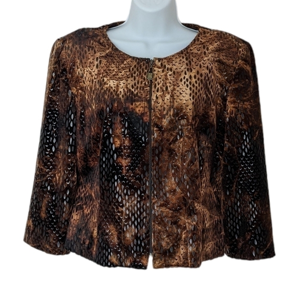 Joseph Ribkoff leopard animal print jacket cardigan brown black size 8 @T1 - Picture 1 of 8
